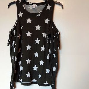 Green Off Open Shoulder Star Top